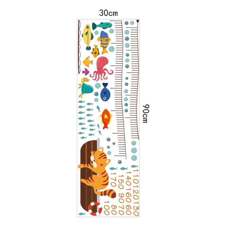 Животные мультфильм мерки наклейки на стену диаграмма роста ребенка Линейка