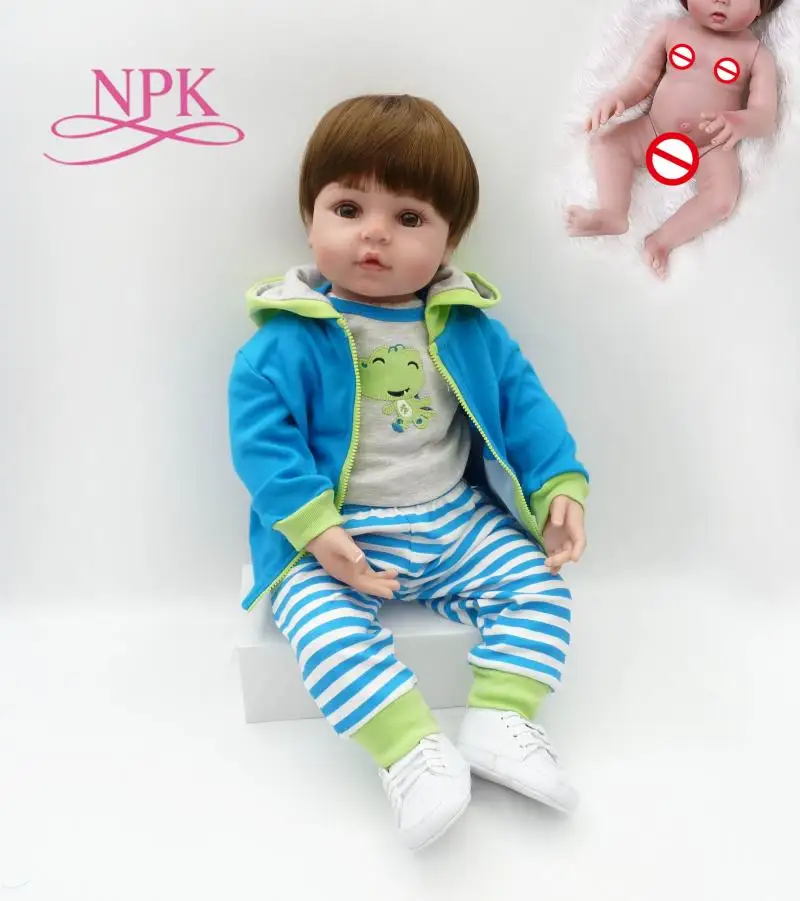 1" 48 см Полный тела мягкие силиконовые младенцы ванны Reborn Детские куклы Boneca Brinquedos Водонепроницаемая игрушка для детей подарок на день рождения