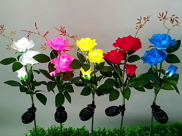 RGB Color Solar Power Lamp Outdoor Waterproof LED Solar Light Lily Rose Flower Decor Garden Lawn Path Wedding Party Holiday 5