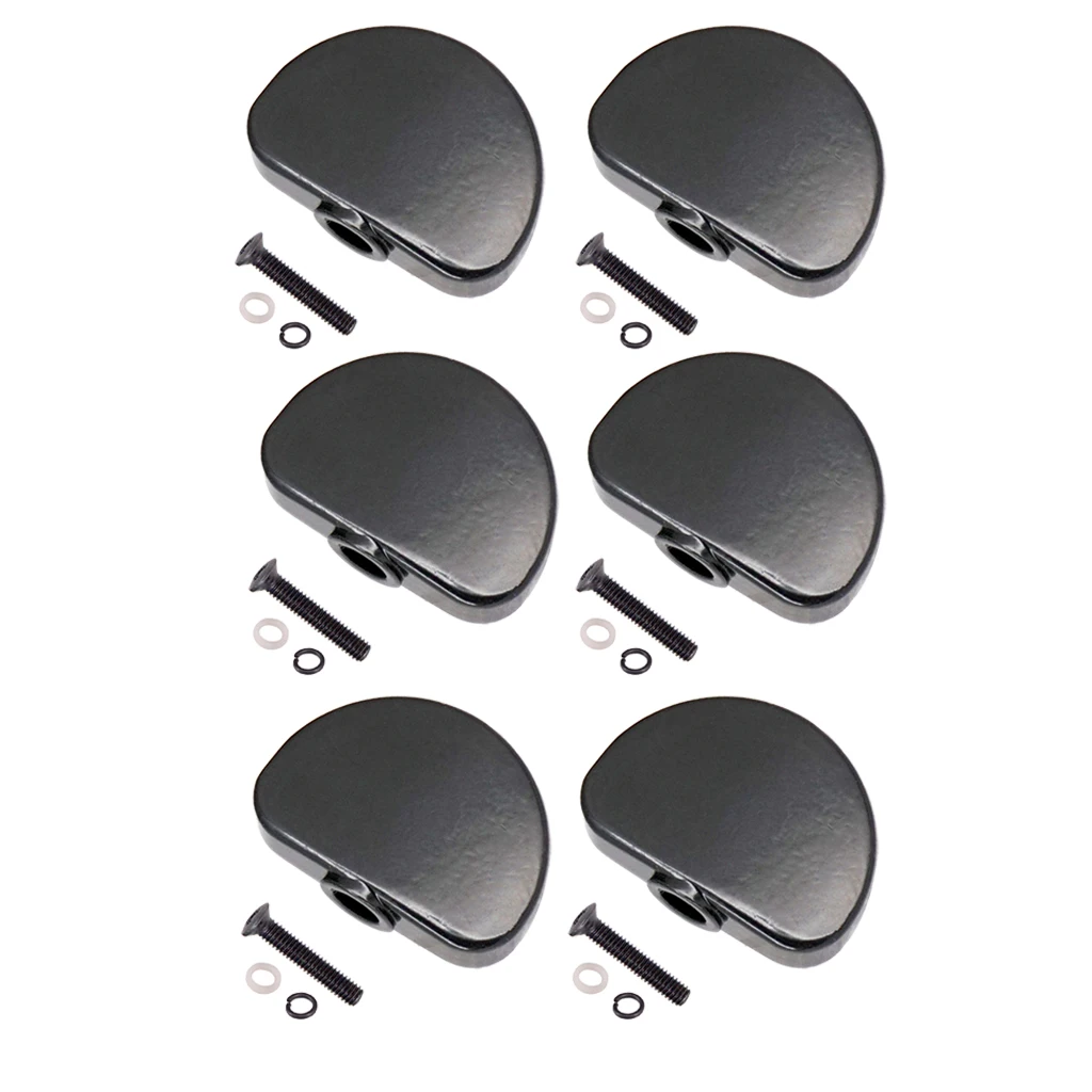 Lovoski 6x Tuning Peg Tuner Button Knobs Cap for Acoustic Guitar Black