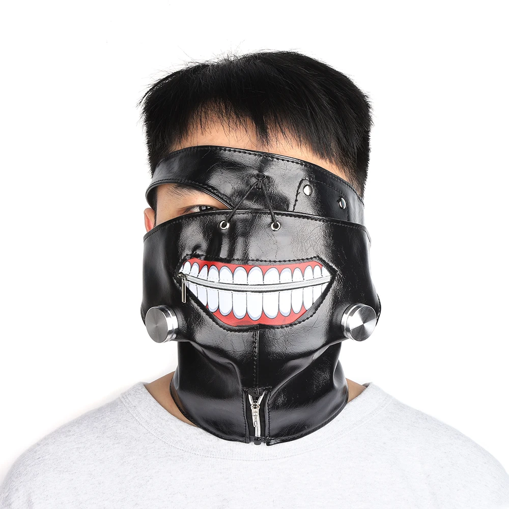 Маска для лица Kaneki Ken, на молнии, для езды на велосипеде, защита от пыли, аниме, маска вурдалака, Хэллоуин, костюм для косплея, маска из искусственной кожи