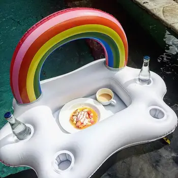 

Summer Party Bucket Rainbow Cloud Cup Holder Inflate Pool Beer Drinking Cooler Table Bar Beach inflatable floating Swimming Ring