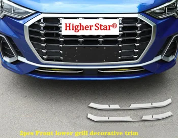 

ABS chrome 2pcs car Front lower grill decorative trim cover,1pcs front bumper protective decorative trim for Audi Q3 2019-2020