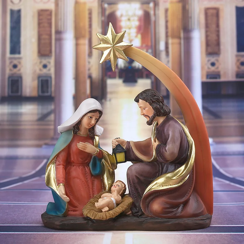 Nativity Scene Baby Nativity Statue Jesus Manger Christmas Crib Figurines Miniatures Ornament Church Christmas Gift Home Decor
