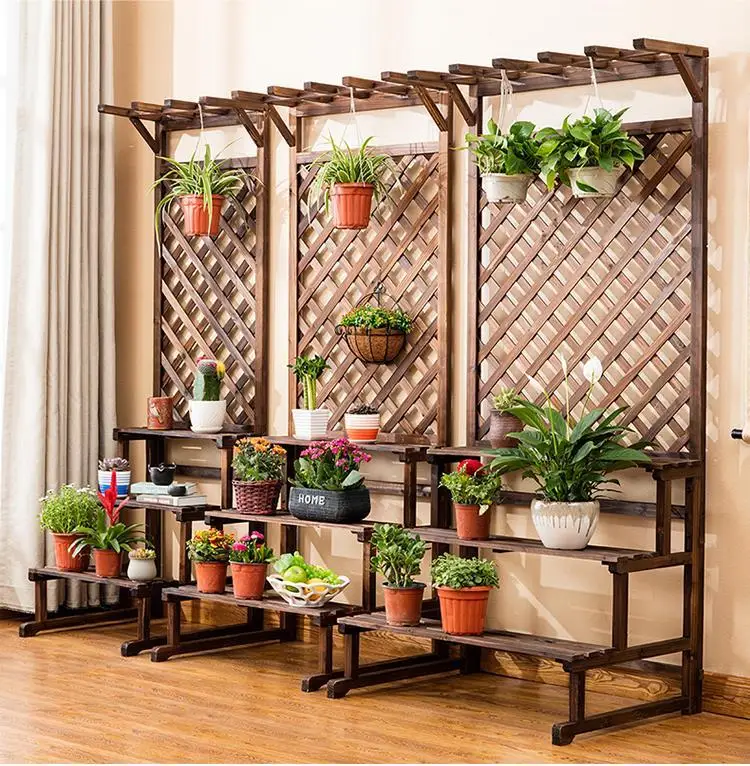 Wood Repisa Soporte Interior Flores Plantenstandaard Terraza Estante Para Plantas Outdoor Rack Balcony Flower Shelf Plant Stand