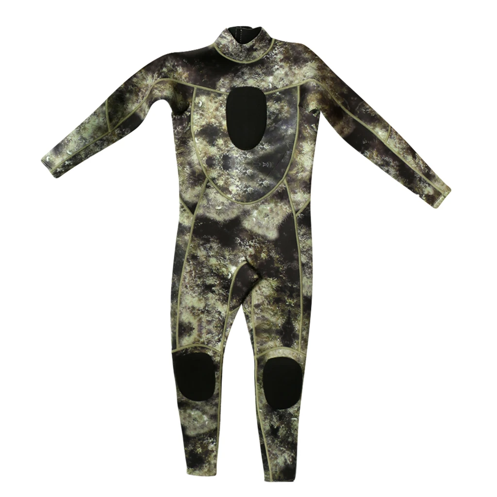Men 3mm Camo Neoprene Stretch Wetsuit Wet Suit Full Body Surf Scuba Dive Diving Size Small to 3X Plus Size Full Rear Zipper