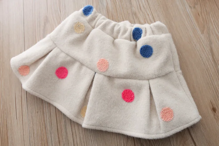 Новинка; зимняя бархатная юбка для девочек; детский утепленный свитер в горошек; милый плиссированный свитер; юбка; комплект одежды из двух предметов; теплый комплект