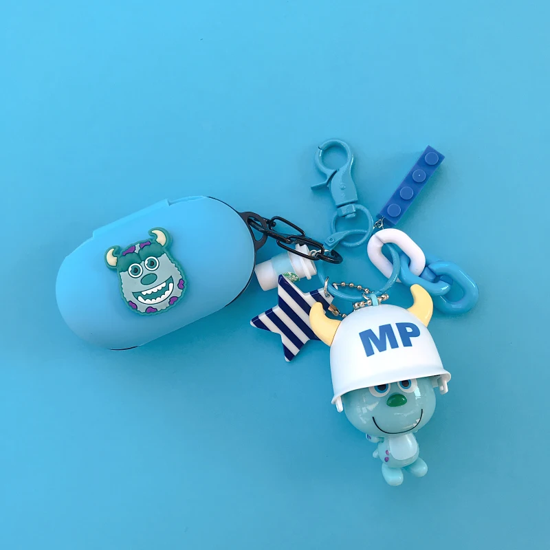 Blue Мультяшный Мягкий силиконовый чехол для наушников для samsung Galaxy Buds противоударный чехол Ультратонкий протектор чехол с брелоком - Цвет: Blue