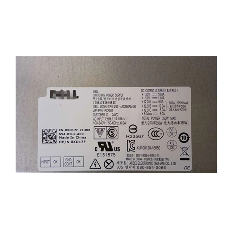 Блок питания для ноутбука Dell XPS 8910 892 8930 5675 5680 8000 8100 8500 8700 Питание L350AM-00 15D8R PS-6351-6DF AC350AM-00
