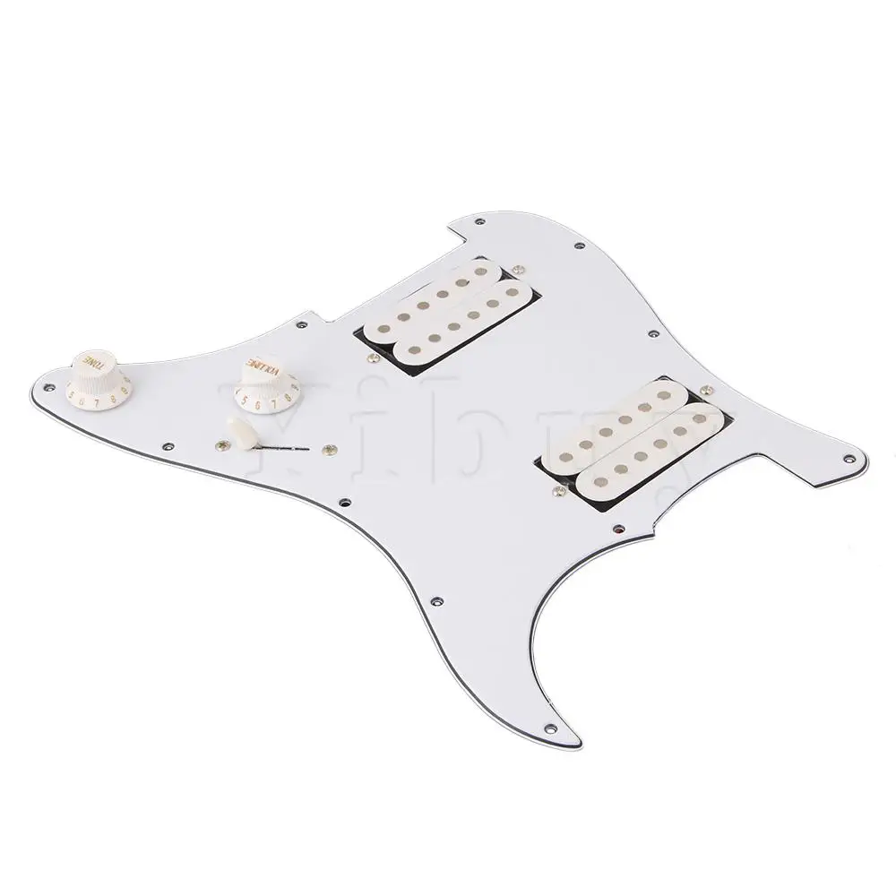 Yibuy белая Проводная пластина с 11 отверстиями HH humbucks для электрогитары|pickguard hh|loaded