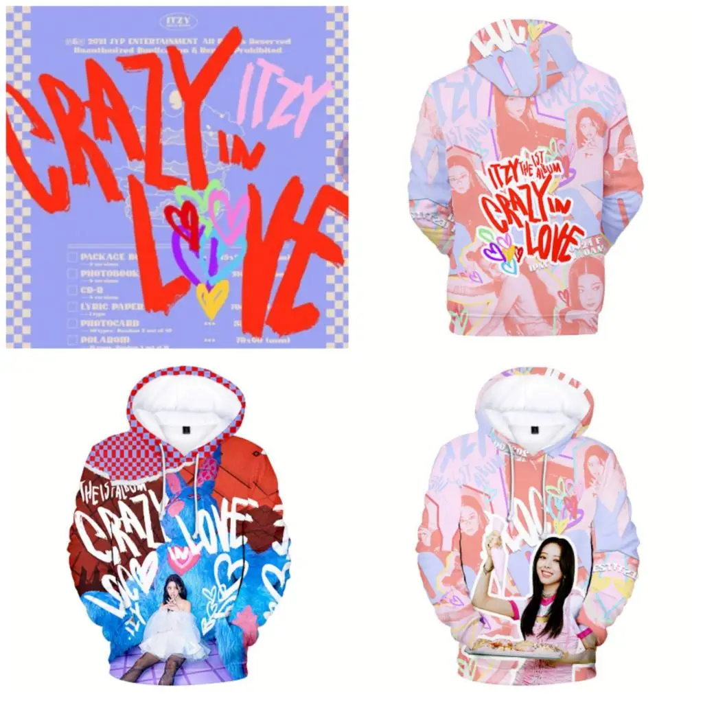 Толстовки ITZY с 3D принтом толстовка Crazy in Love для мужчин и женщин свитшот одежда в