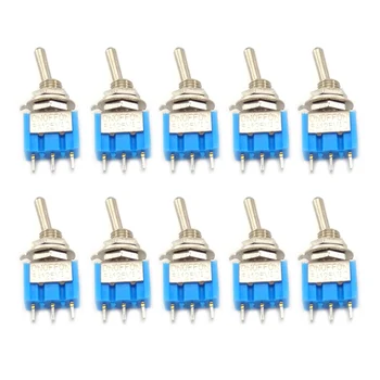 

10pc/LOT Blue Mini MTS-102 3-Pin SPDT ON-ON 6A 125VAC Toggle Switches