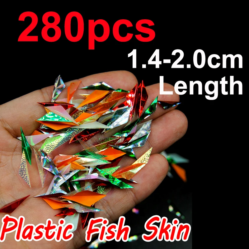 plastic skin size 1 280 шт./пакет приманки Рог изготовление нарезанные флэш-Sabiki рыбьей кожи Пластик Sabiki крылья сверкающих Цвет смешанный - Цвет: plastic skin size 1