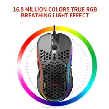 

7200DPI Adjustable 6 Buttons Gamer USB Wired Honeycomb Optical Mouse Hollow-out RGB Gaming Mice for Desktop PC O16 20 Dropship