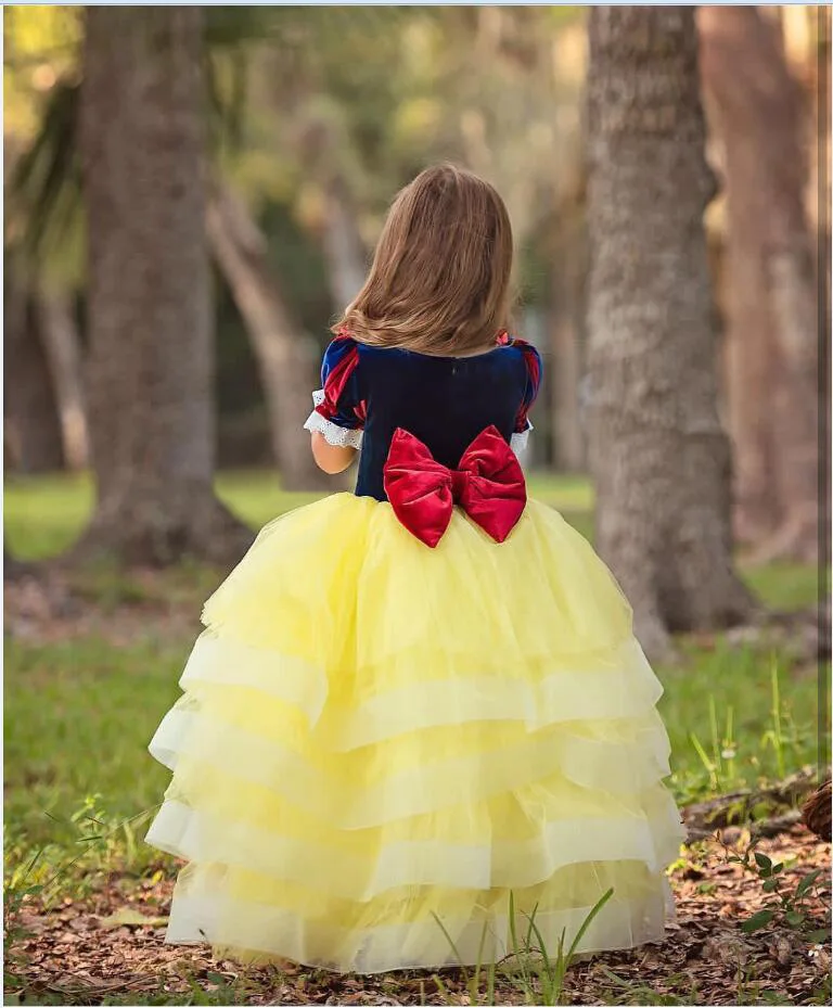 

2019 Snow White Princess Dress Girls CHILDREN'S Cake Mesh Dress Halloween Performance Wear