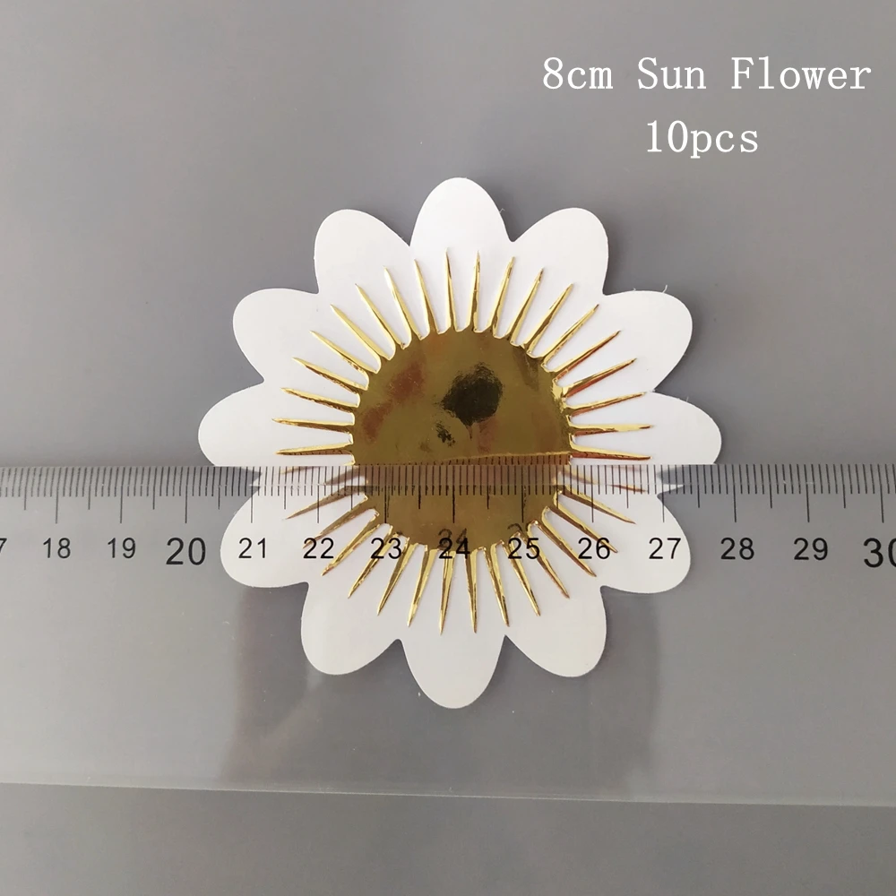 8cm Sun F 10pcs FFS Белое золото бумага 3D искусственный цветок трехмерное украшение вечерние свадебные витрины настенные украшения 190820001 - Цвет: 8cm Sun F 10pcs