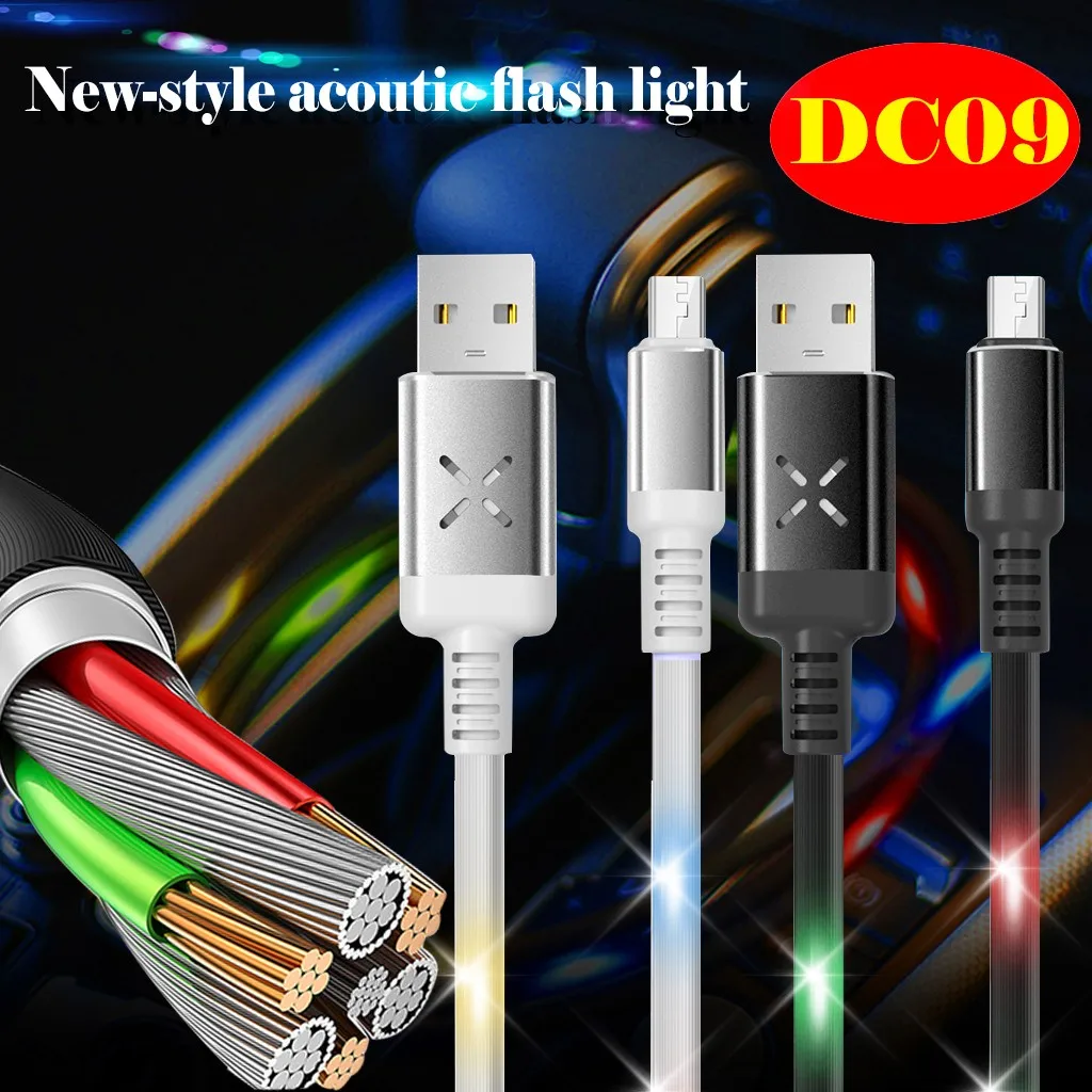 1 м USB прочный с подсветкой Голосовое управление данных быстрое зарядное устройство для телефонов Android