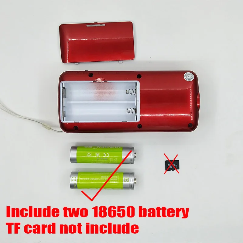 Портативный наружный динамик FM радио TF USB плеер Поддержка светодиодный фонарик Отображение времени наушники в 2 18650 перезаряжаемая батарея - Цвет: with 2 battery