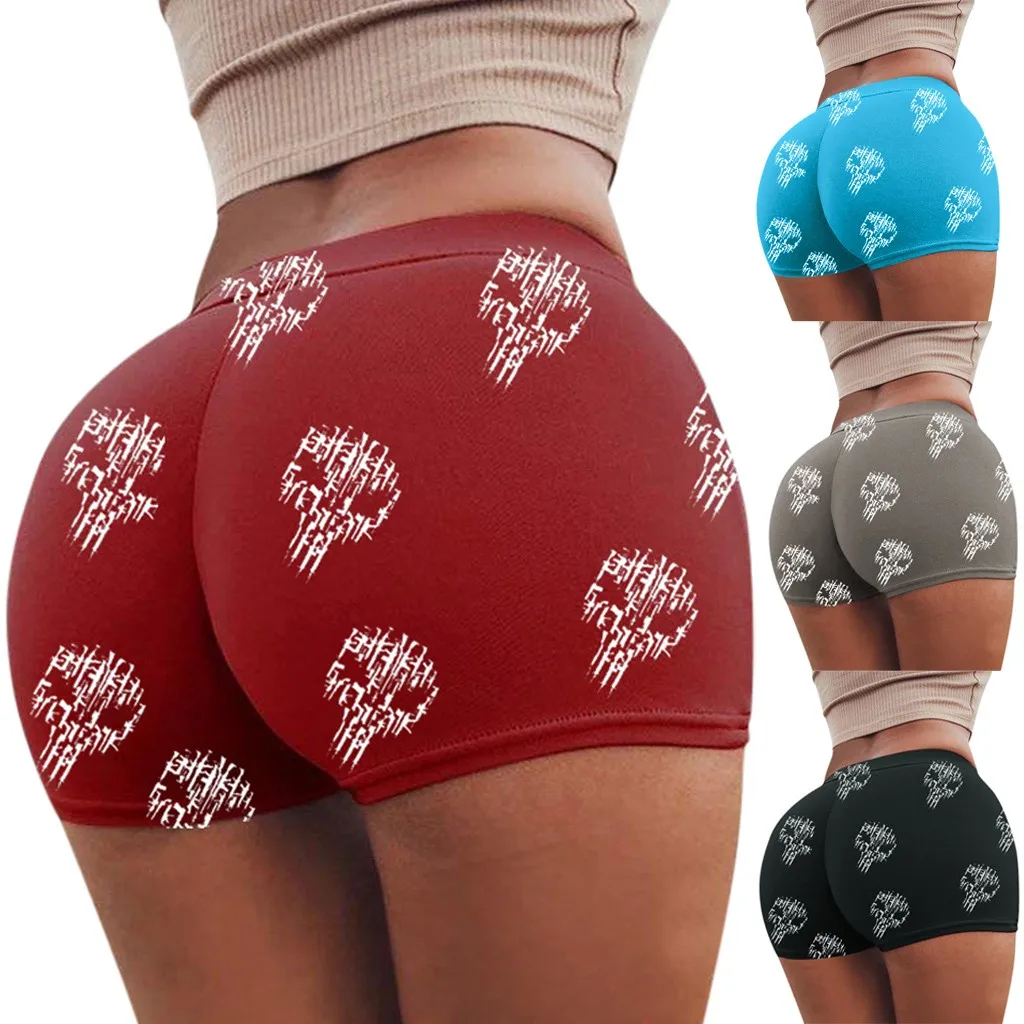 

Shorts Women Summer Pants Women Print Sports Shorts Workout Waistband Skinny Biker Sport Shorts Short Pants шорты женские Z5
