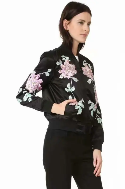 Европейская и американская Женская куртка с вышивкой, Женская AliExpress, осень, Крутое короткое пальто, женская C4-0137