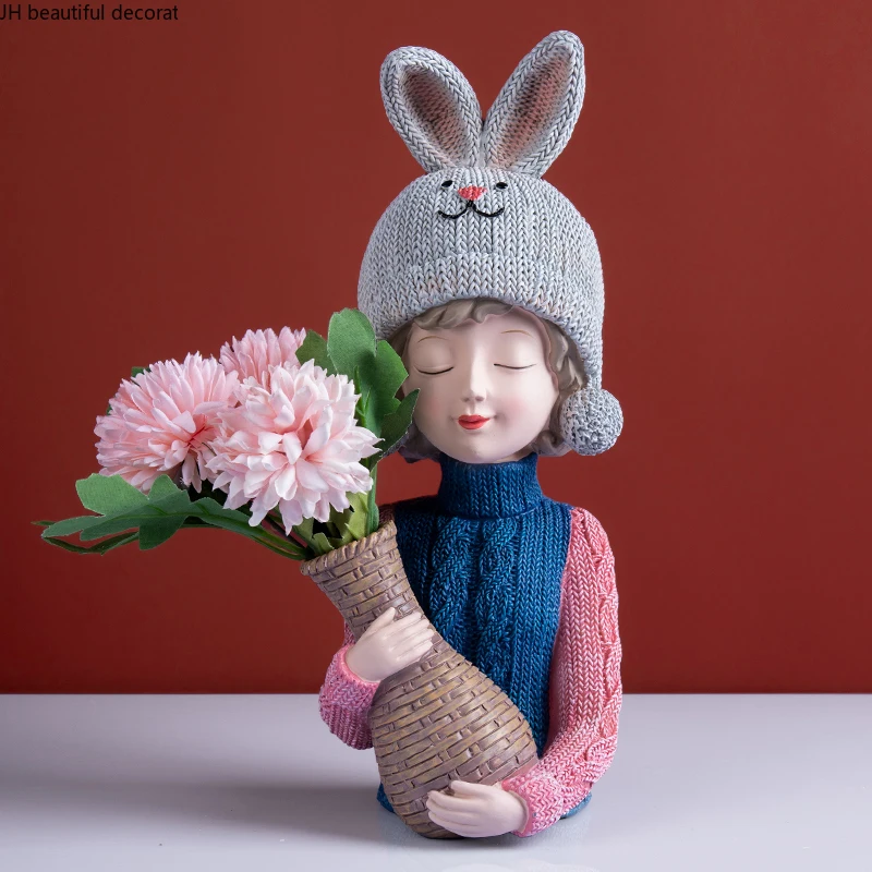 

Nordic Light Luxury Sweater Girl Vase Decoration Dried Flower Flower Arrangement Accessories Living Room Home Decoration