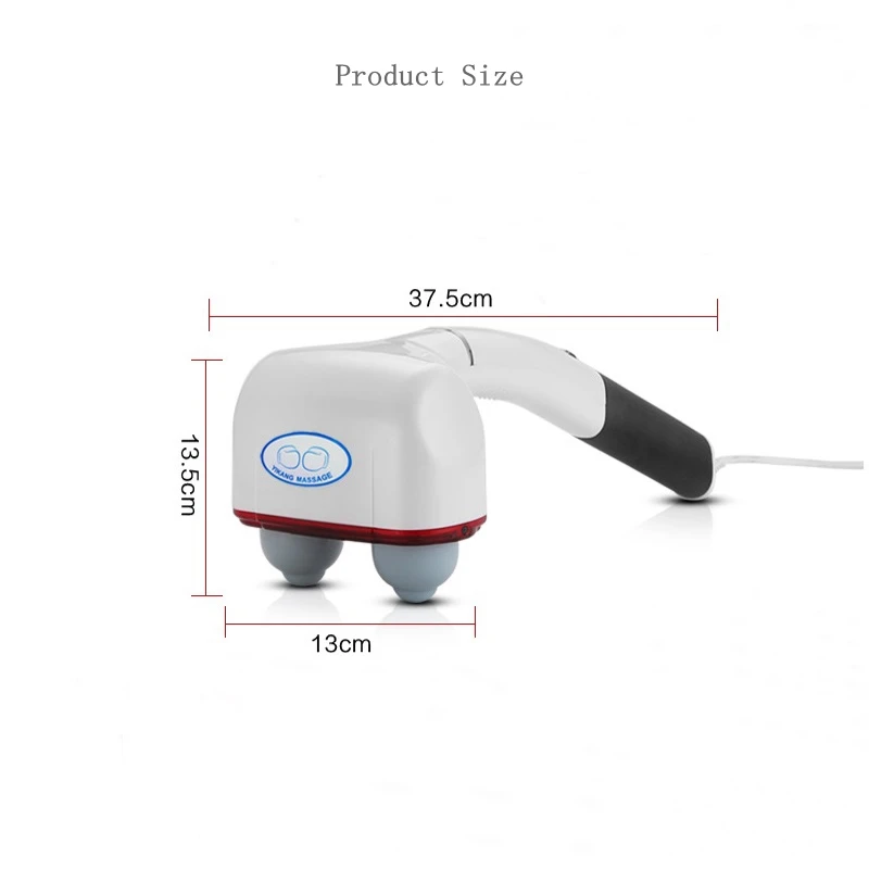 220 В Электрический ручной массажер с двойной головкой, для талии, ног, шеи, вибрация тела, биение отрицательных ионов, красный светильник, массаж, расслабление мышц