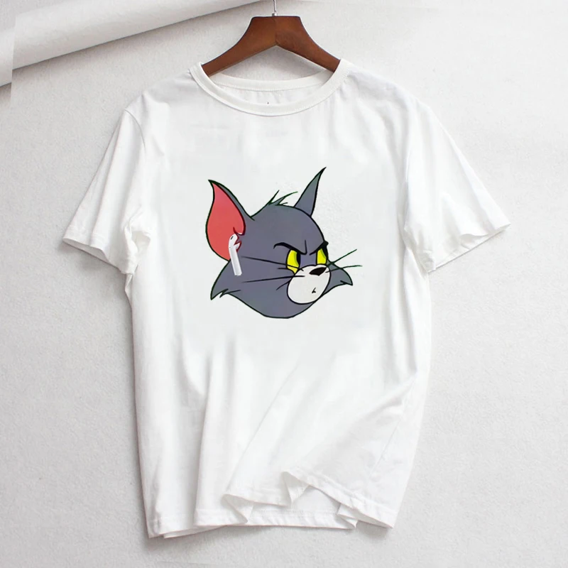 03 Корейский Забавный Милый мультяшный Кот Том мышь Джерри принт Harajuku Прямая поставка винтажная веганская одежда унисекс женская футболка с коротким рукавом - Цвет: 03