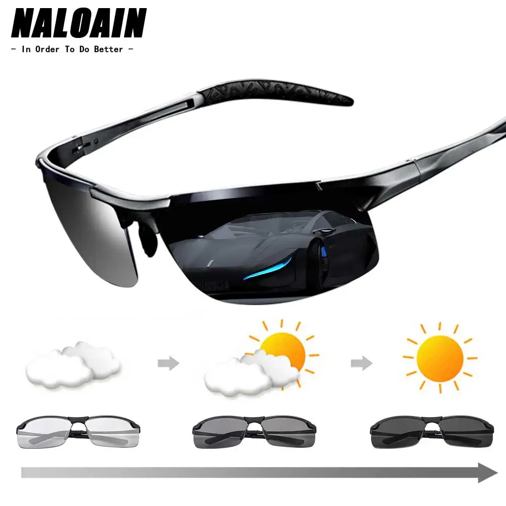 NALOAIN фотохромные солнцезащитные очки поляризованные линзы UV400 алюминиево-магниевая оправа Очки для вождения для мужчин для рыбалки высокое качество