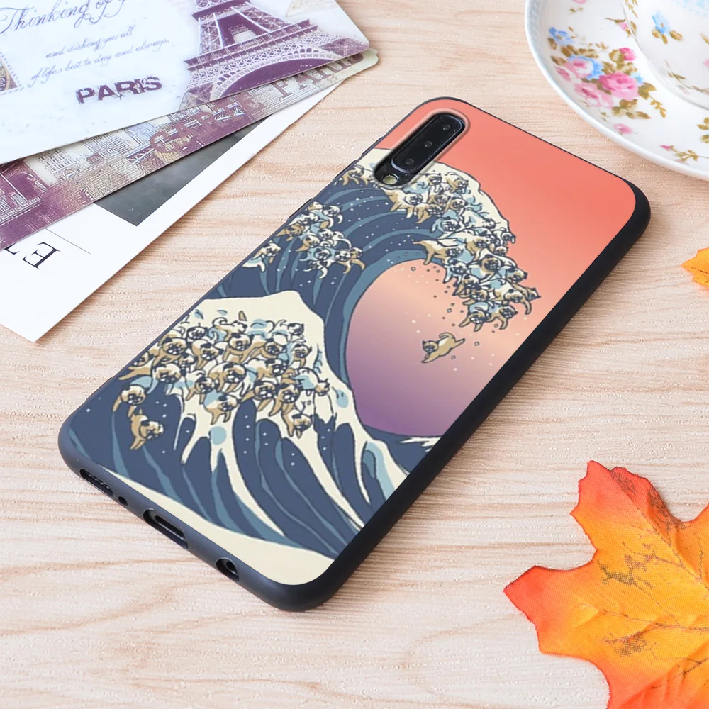 

The Great Wave Of Pug Cards Print Soft Silicone Matt Case For Samsung Galaxy S Note and Galaxy A