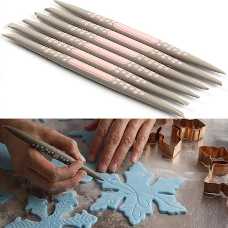 6 Pcs Cake Tools Soft Head Fondant Decorating Molds Carved Flower Craft Pen Carving | Дом и сад