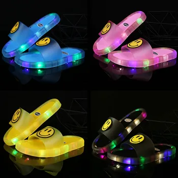 

LED Children Soft Shoes Toddler Kids Home Sandals Comfortable Baby Slides Flip Flops 2020 Summer Girls Boys Luminous Slippers
