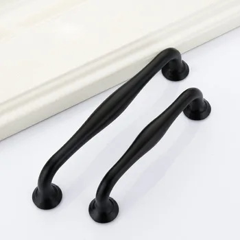 Aluminum Alloy Door Handle Durable Black Drawer Kitchen Cupboard Cabinet Drawer Pull Knobs For Furniture Hardware With Screws