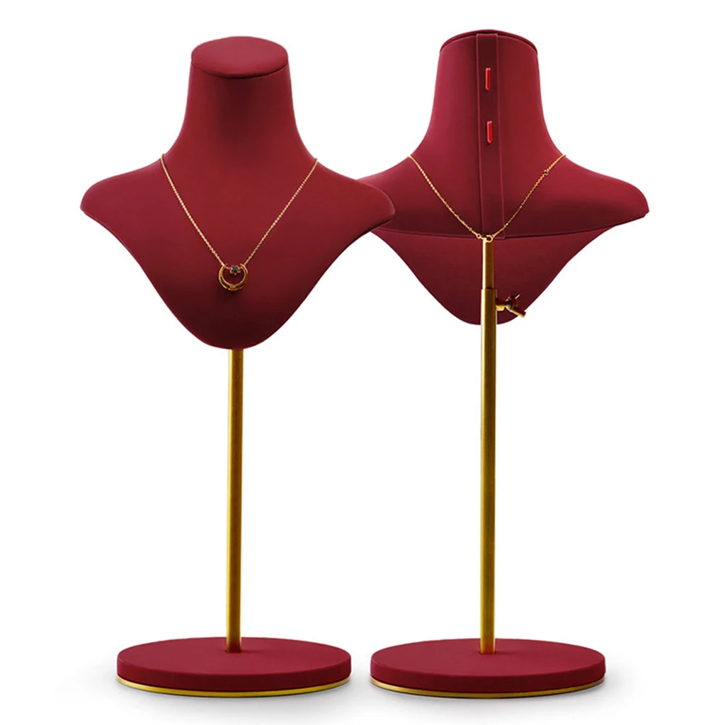 Necklace Display Mannequin Holder Jewelry Organizer Stand Rack Stretchable PU Leather Pendants Necklaces Jewelry Display