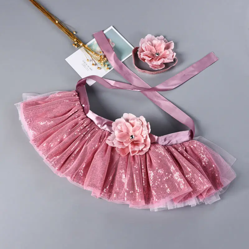От 0 до 8 лет Юбки принцессы для маленьких девочек праздничные юбки-пачки с цветочным кружевом и пайетками реквизит для фотосессии