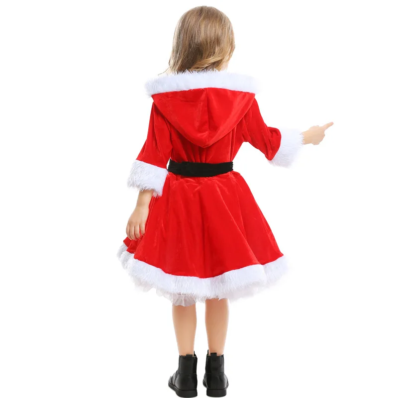 Christmas Children Clothing Set New Santa Claus Cosplay Suit Red Warm New Year's Costumes for Girls