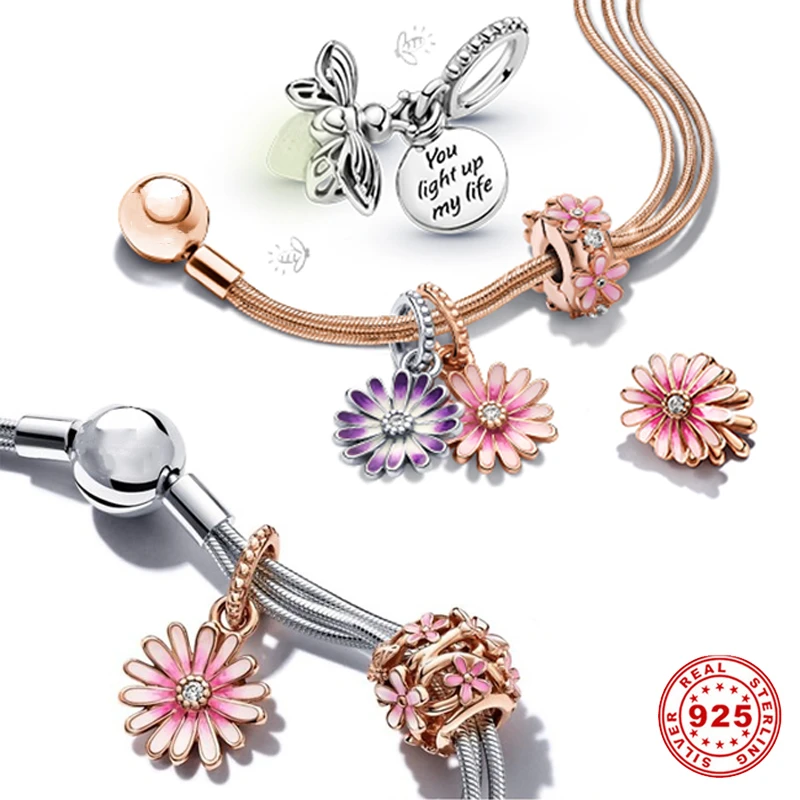Pulsera Pandora Original para mujer, de Plata de Ley 925, de hueso, serpiente y jardín de flores, joyería de lujo|Pulseras de amuleto| - AliExpress