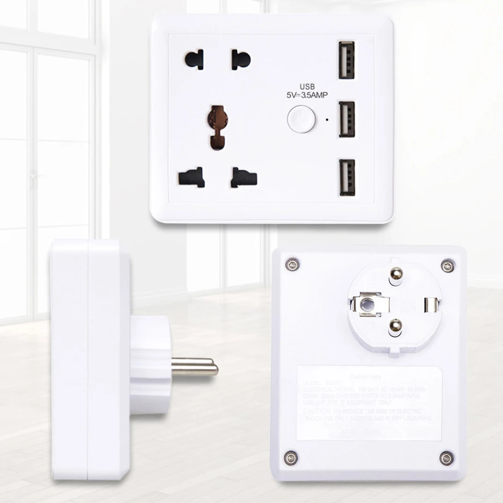 Европейский двухсторонний дорожный переходник с 3 портами usb 2 Pin EU to 3 Pin UK Plug