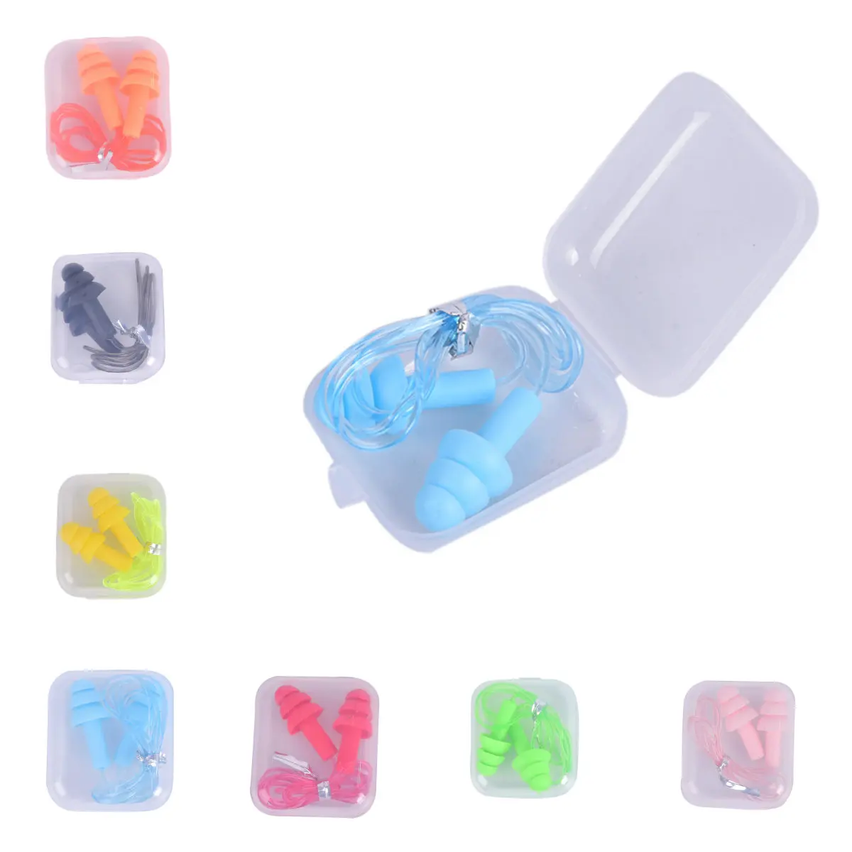 1 par de tapones de soga de PVC para los oídos, cómodos tapones para los oídos con reducción de ruido, tapones de silicona blanda para los oídos, protectores para nadar y dormir