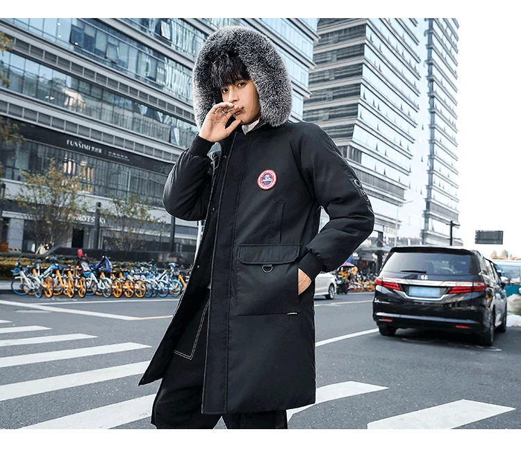 Канадская ветрозащитная хлопковая зимняя мужская куртка Новая модная мужская теплая длинная уличная одежда плотное пальто с капюшоном парки
