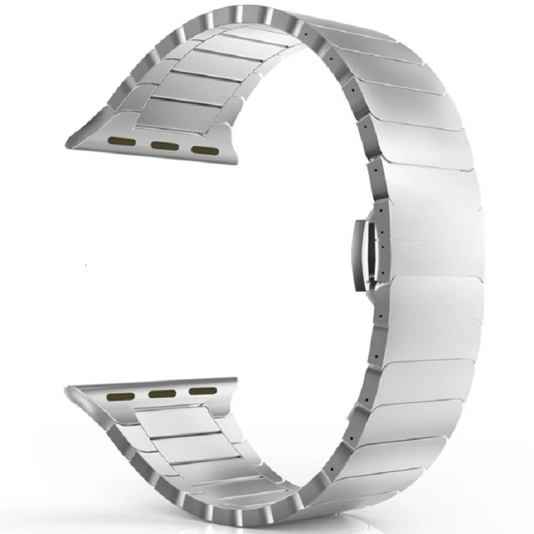 silver Роскошный браслет из нержавеющей стали для apple watch, 44 мм, серия 5, 4, 2, iwatch, ремешок из нержавеющей стали, 42 мм, с адаптерами - Цвет ремешка: silver