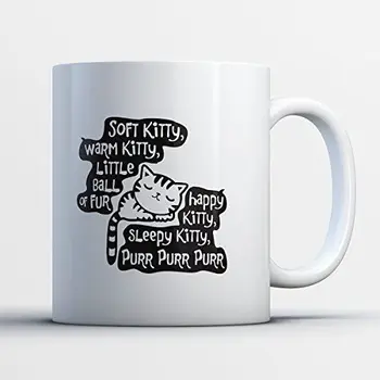 

Cat Coffee Mug Soft Kitty Funny 11 Oz White Ceramic Tea Cute Humor Cup