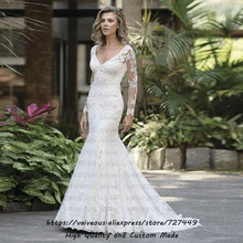 Vestido Noiva сексуальное кружевное свадебное платье с жемчугом и русалочкой Свадебные платья скромные свадебные платья с длинными рукавами es Boho suknia slubna