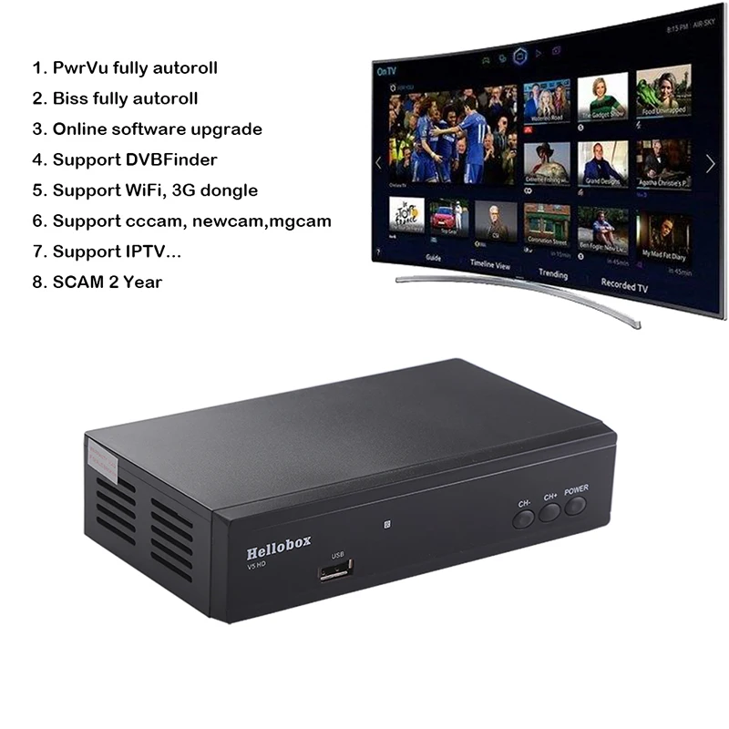 Hellobox V5 спутниковый ресивер DVB S2 SCAM Full HD DVBS2 PowrVu Biss полностью Автозагрузка IKS спутниковый ТВ ресивер