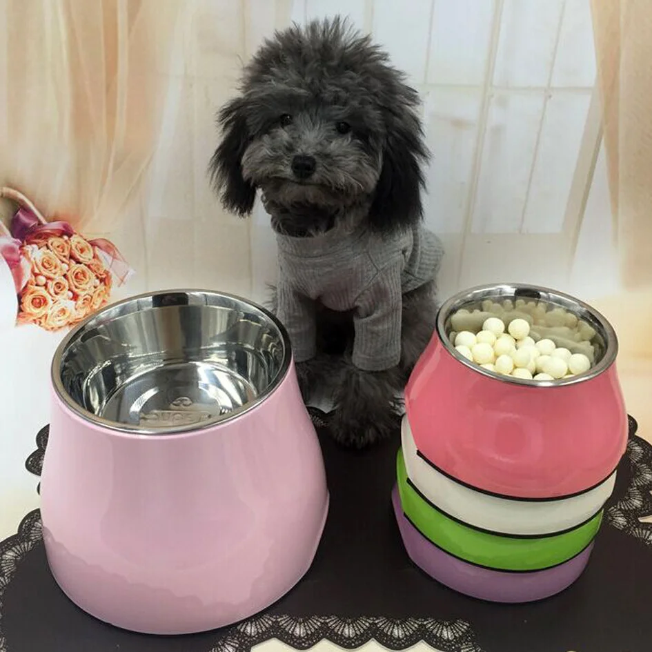 Candy Color Pet Bowl Stainless Steel Feeder Dish Bowl Easy to Clean Bowl Pet Food Water Feeder Cats Bowl Pet Feeding Supplies