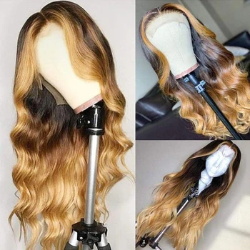 

Heighlight Honey Blonde Color 4X4 Silk Base Full Lace Human Hair Wig PrePlucked Silky Straight Silk Top Wig Brazilian Remy Hair