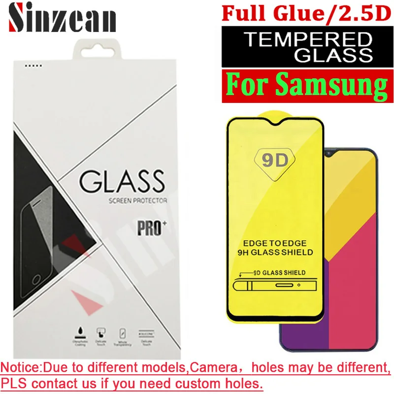 Sinzean J series 100 шт 9D полное клеевое закаленное стекло для samsung J4 plus/J7/J5/J2/J6 Prime/J8 /J4 Core 2.5D Защитная пленка для экрана