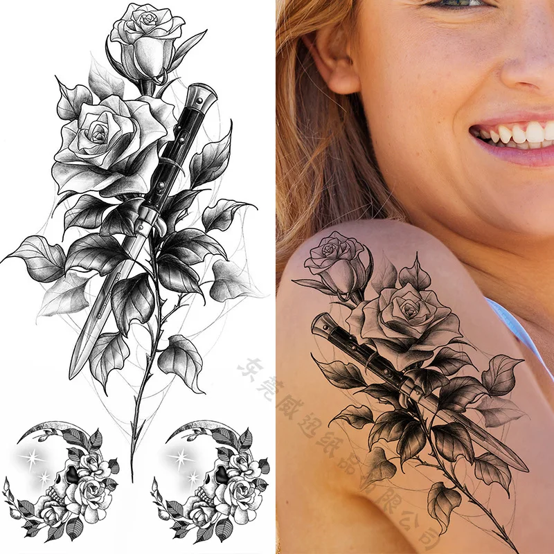 12 pçs/lote mão rosa tatuagem adesivo à prova dsmall água pequena bug  borboleta flor tatuagens cobra folha peônia lavanda meninas maquiagem  feminina - AliExpress