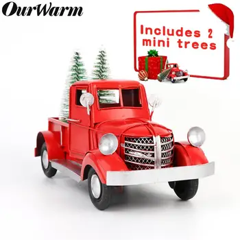 

Christmas Red Metal Truck Xmas Gifts for Children Christmas Table Decor Table Top Decor Vintage Truck Model with Movable Wheels