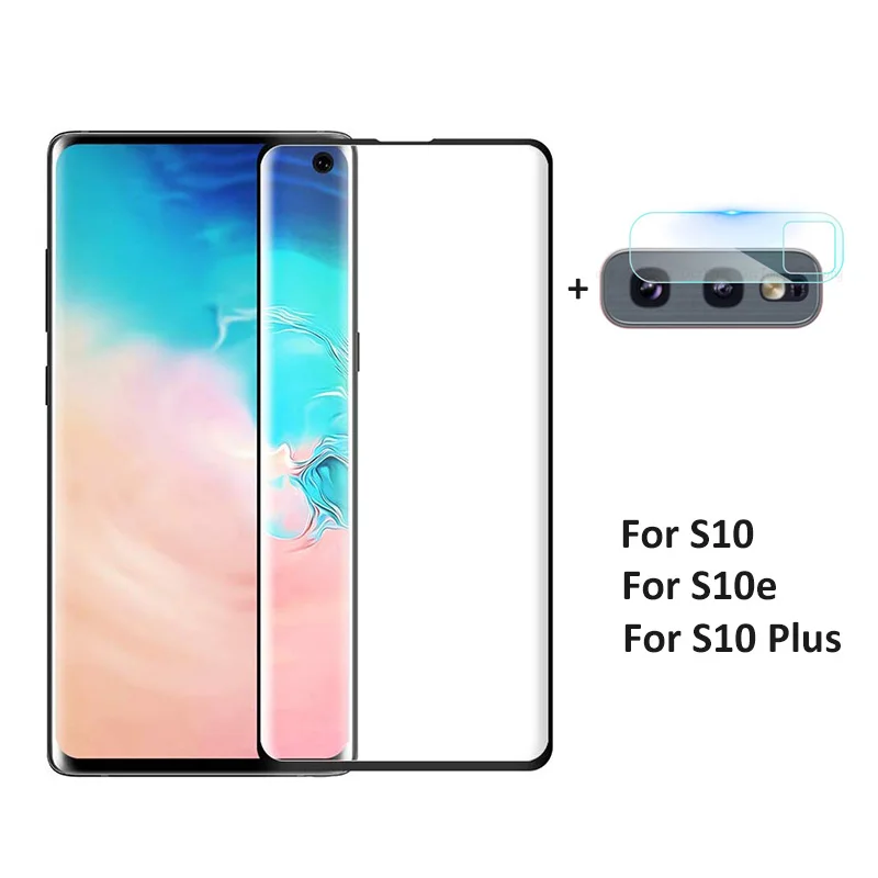 

2 In 1 on For Samsung Galaxy S10 Plus Tempered Glass Screen Protector Protective for Samsung Galaxy S10+ S10e Camera Glass Lens