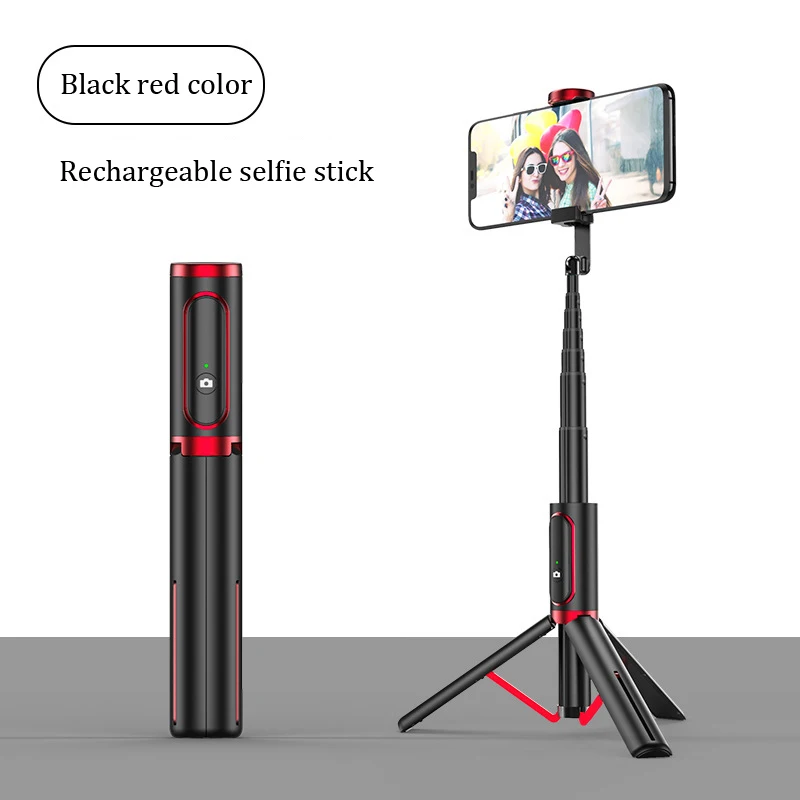 Black red YUNAO AB202 Bluetooth палка для селфи с поддержкой пульта дистанционного управления максимальная длина 800 мм Штатив для телефона селфи заряжаемая палка для селфи - Цвет: Black red